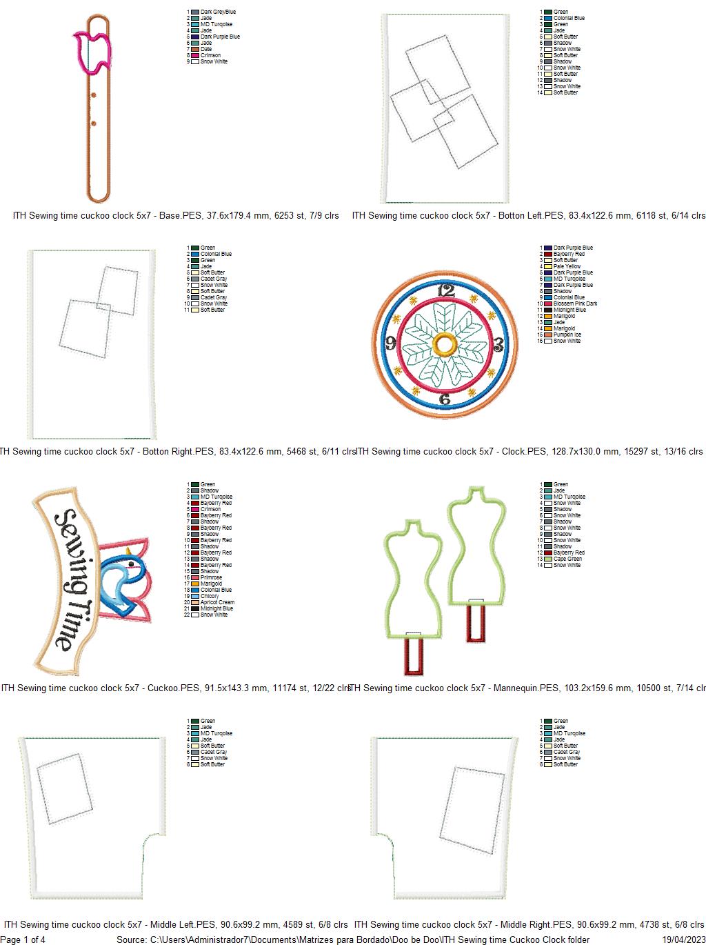 Cuckoo Clock Sewing Time Ornament - ITH Project - Machine Embroidery Design