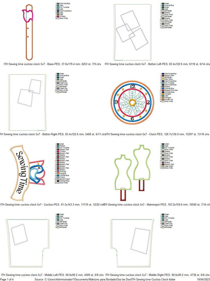 Cuckoo Clock Sewing Time Ornament - ITH Project - Machine Embroidery Design