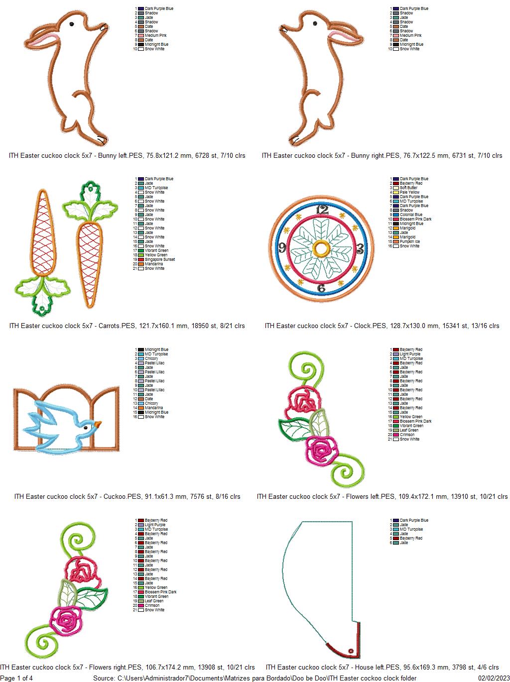 Easter Cuckoo Clock - ITH Project - Machine Embroidery Design