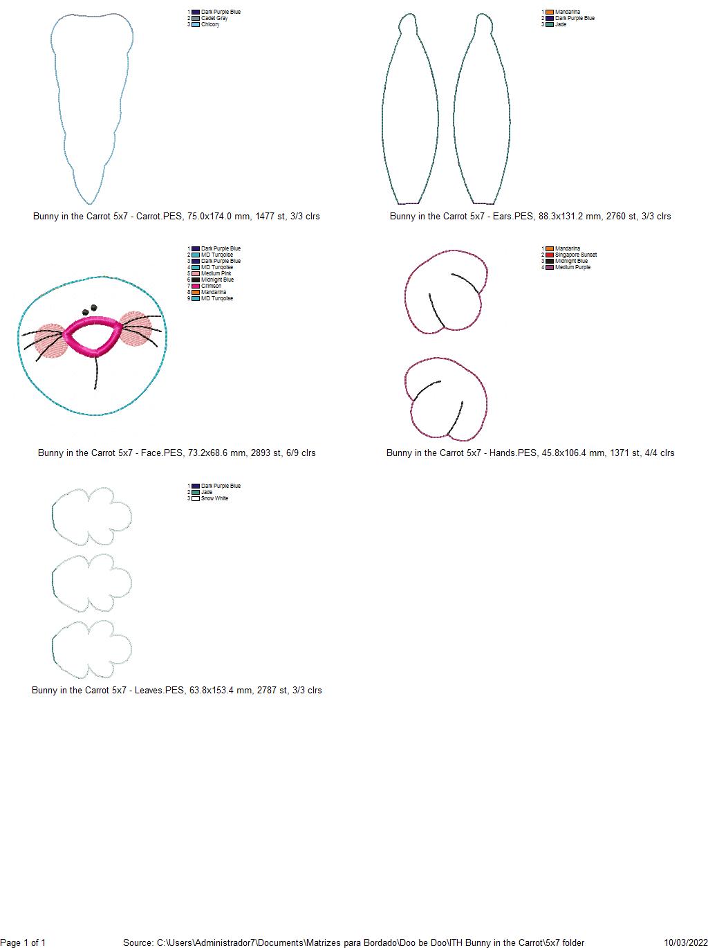 Bunny in the Carrot Ornament - ITH Project - Machine Embroidery Design