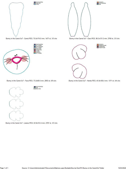 Bunny in the Carrot Ornament - ITH Project - Machine Embroidery Design