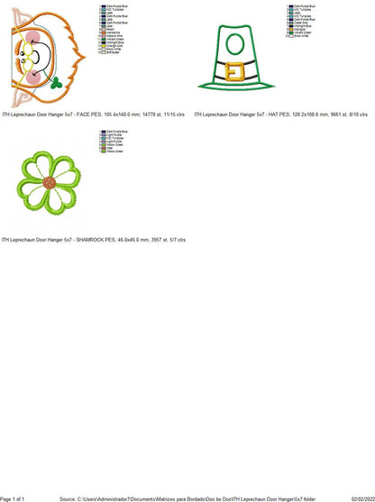 Leprechaun Door Hanger - ITH Project - Machine Embroidery Design