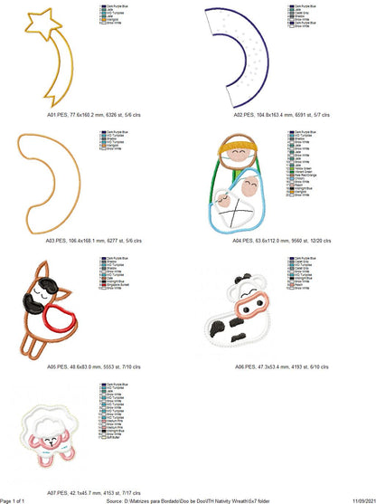 Nativity Wreath - ITH Project - Machine Embroidery Design