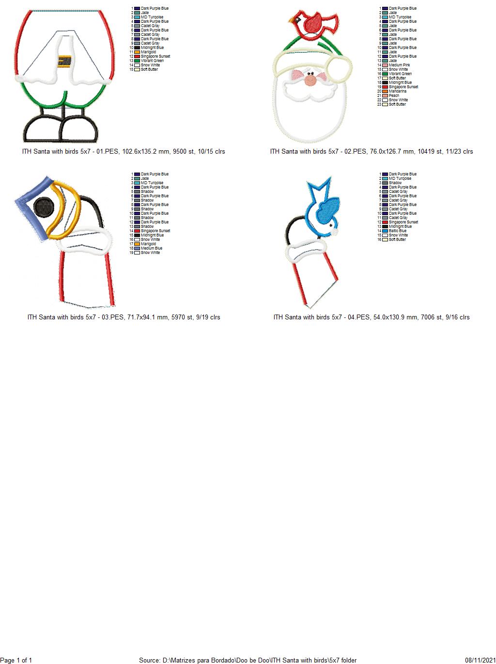 Santa Claus with Birds Vase Ornament - ITH Project - Machine Embroidery Design