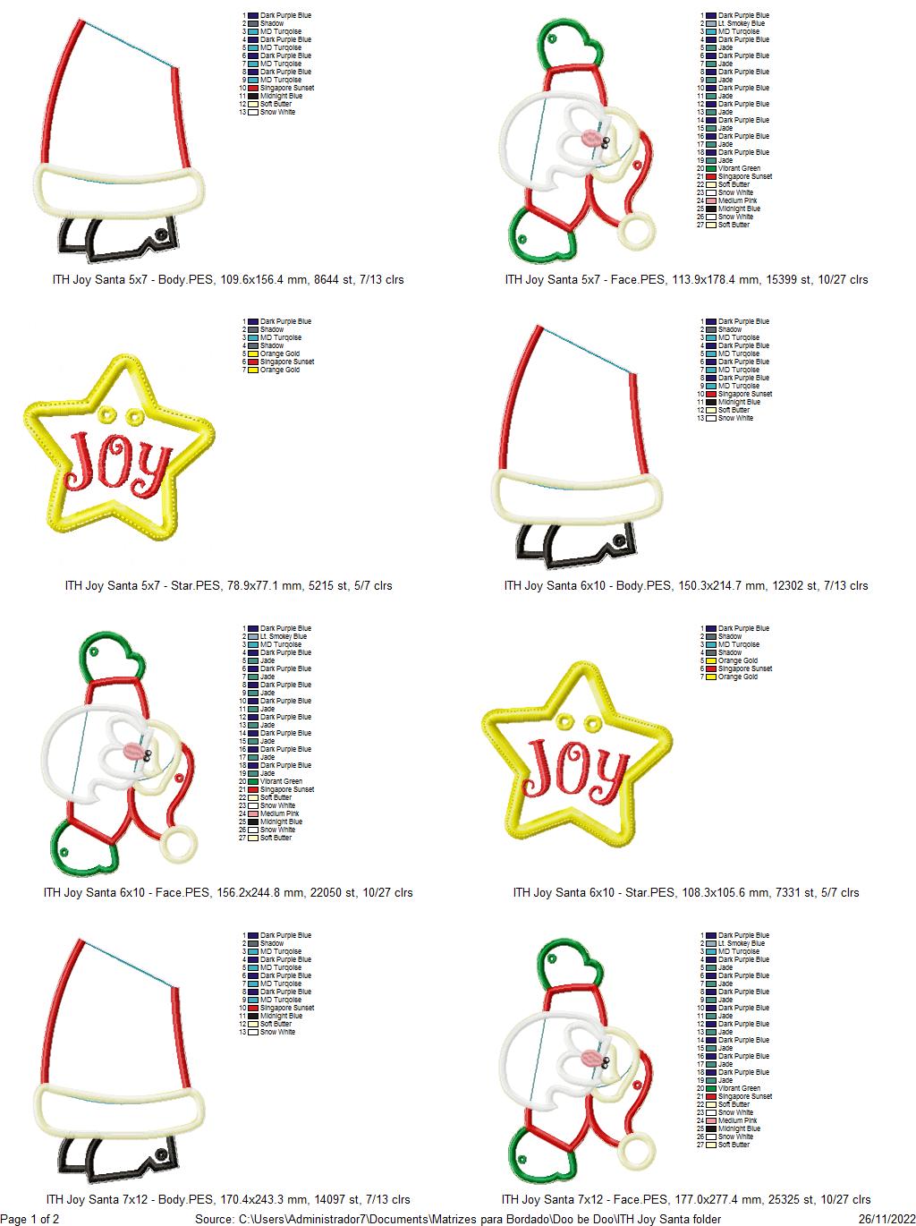 Santa Joy Ornament - ITH Project - Machine Embroidery Design