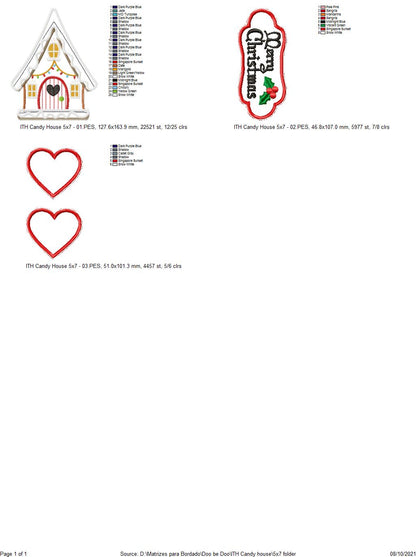 Merry Christmas Candy House Door Ornament - ITH Project - Machine Embroidery Design
