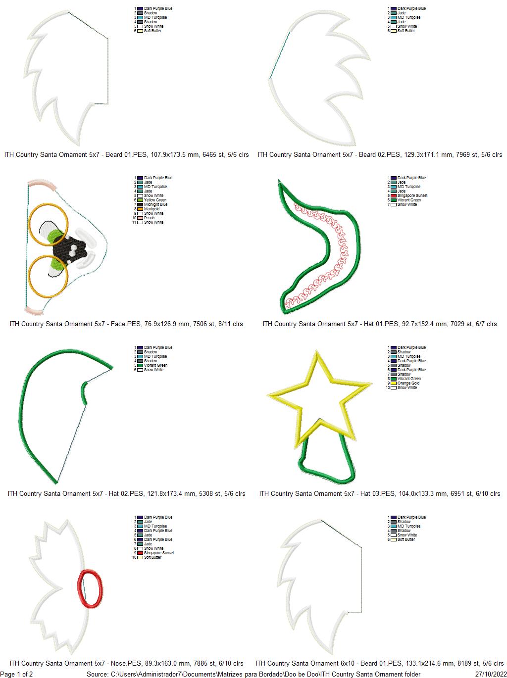 Country Santa Ornament - ITH Project - Machine Embroidery Design