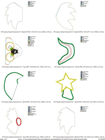 Country Santa Ornament - ITH Project - Machine Embroidery Design