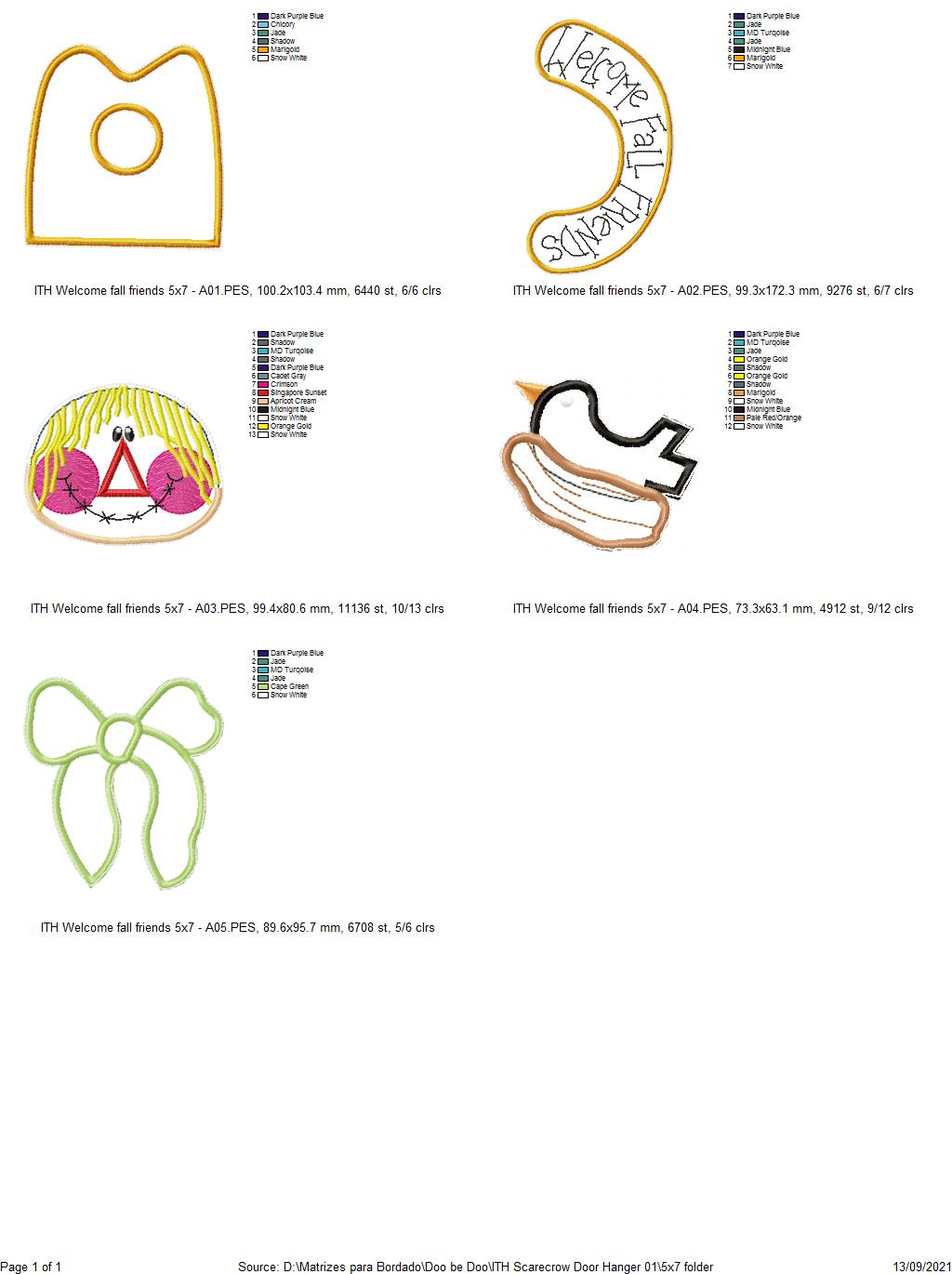 Welcome Fall Friends Door Hanger - ITH Project - Machine Embroidery Design