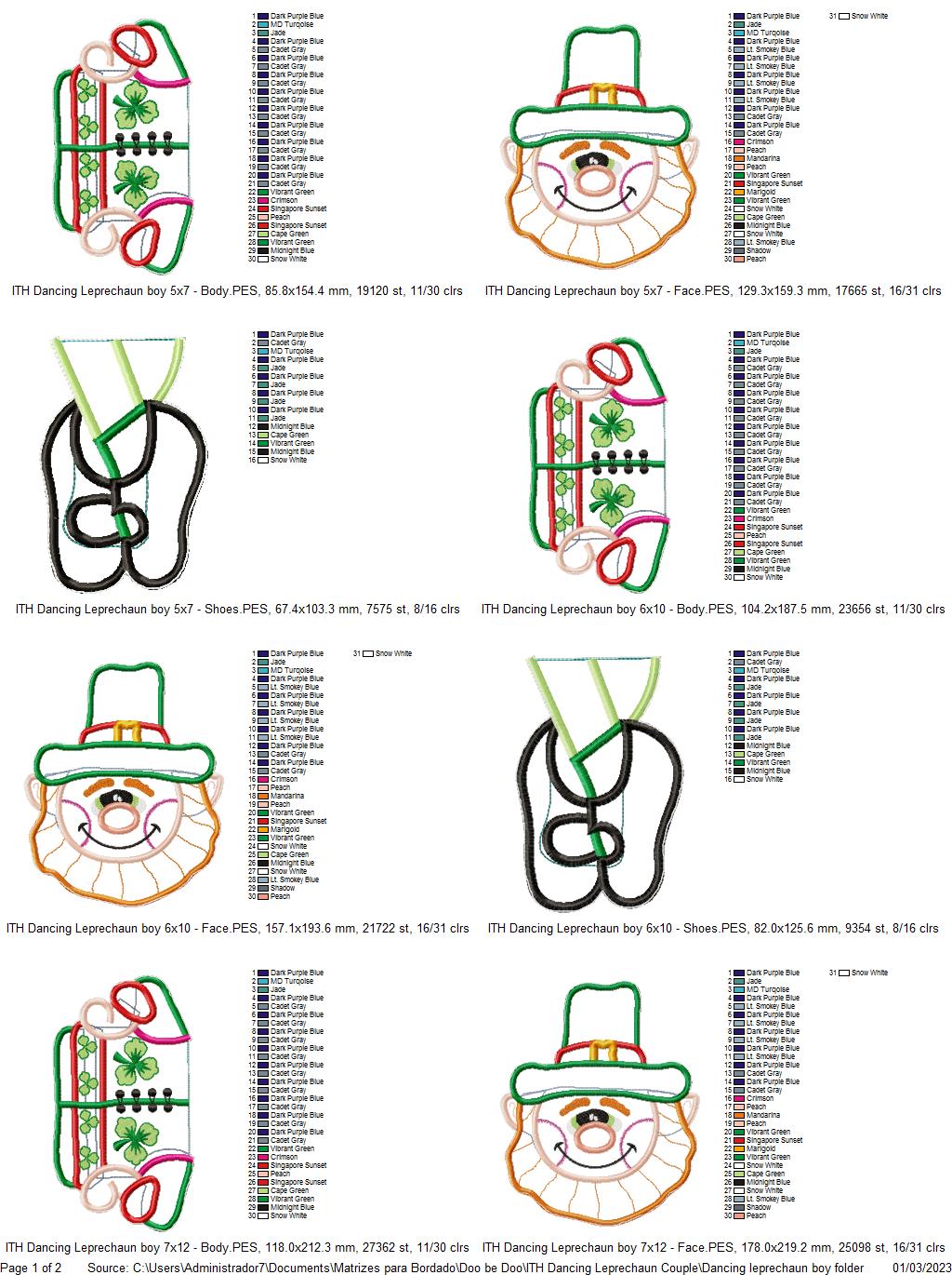 Dancing Leprechaun Boy Ornament - ITH Project - Machine Embroidery Design