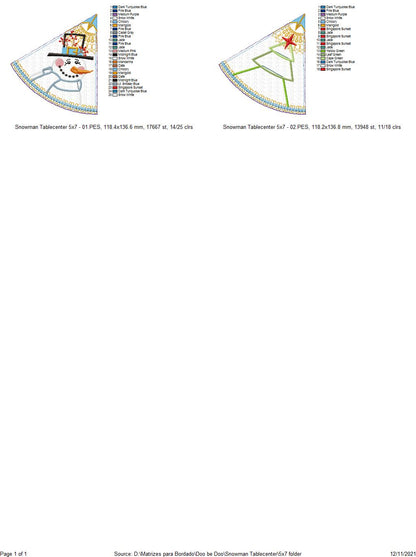 Christmas Snowman Table Center - ITH Project - Machine Embroidery Design