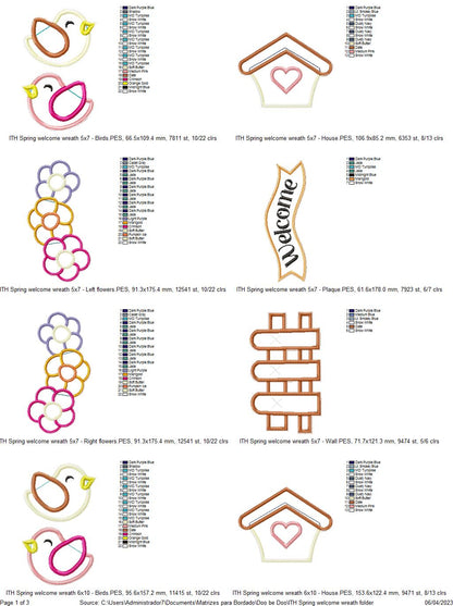 Spring Welcome Wreath - ITH Project - Machine Embroidery Design