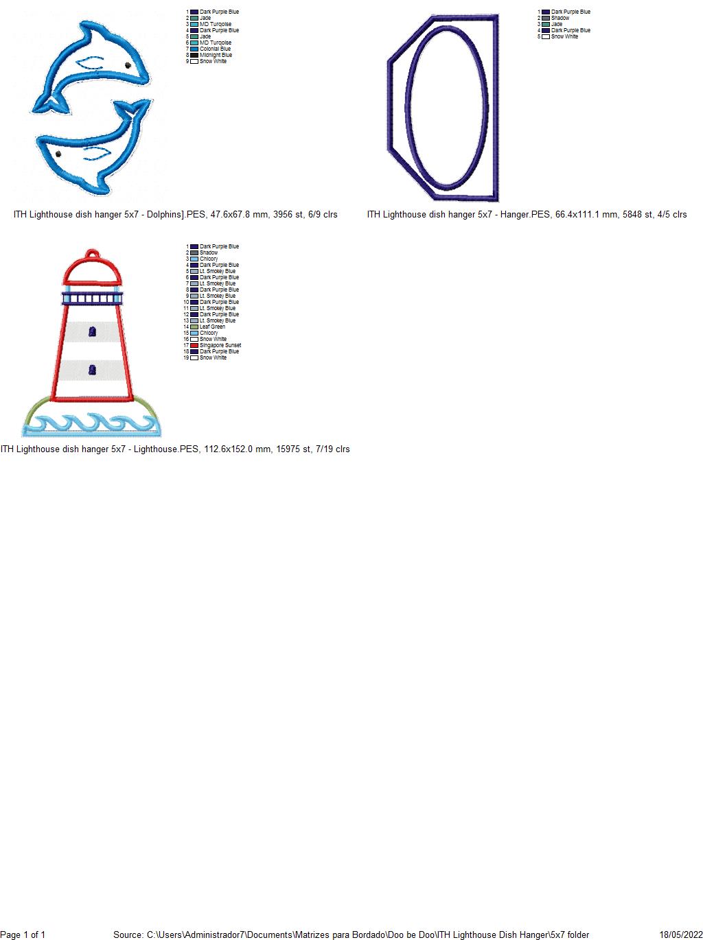 Nautical Dish Cloth Hanger - ITH Project - Machine Embroidery Design