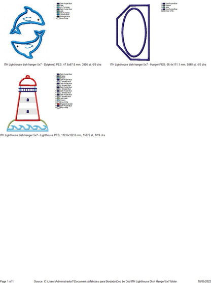 Nautical Dish Cloth Hanger - ITH Project - Machine Embroidery Design