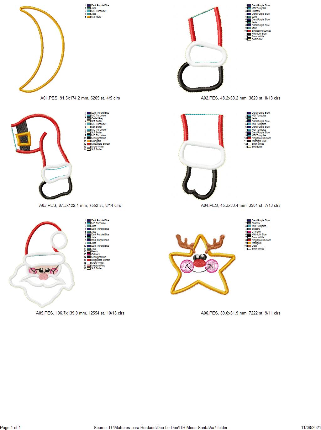 Santa Claus on the Moon Ornament - ITH Project - Machine Embroidery Design