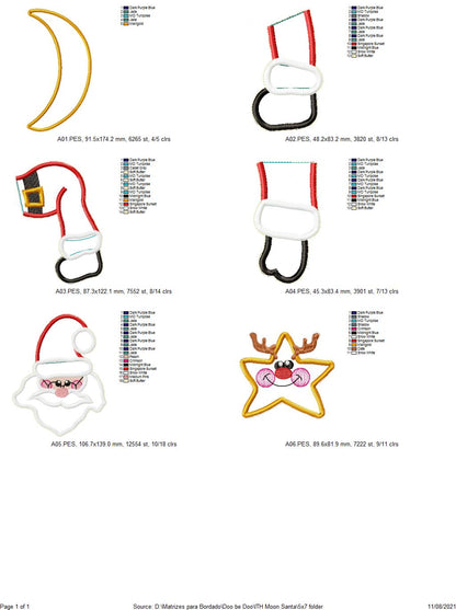 Santa Claus on the Moon Ornament - ITH Project - Machine Embroidery Design