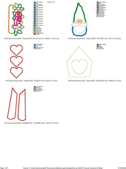 Gnome House Vase Ornament - ITH Project - Machine Embroidery Design