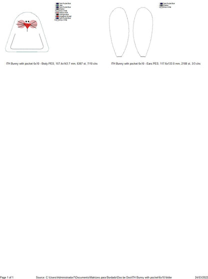 Bunny With Pocket - ITH Project - Machine Embroidery Design