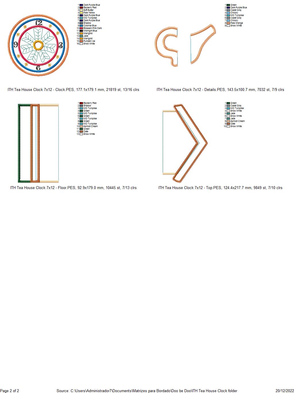 Tea House Clock - ITH Project - Machine Embroidery Design