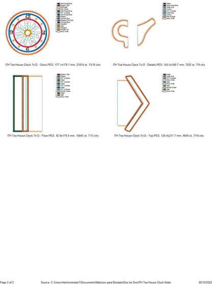 Tea House Clock - ITH Project - Machine Embroidery Design