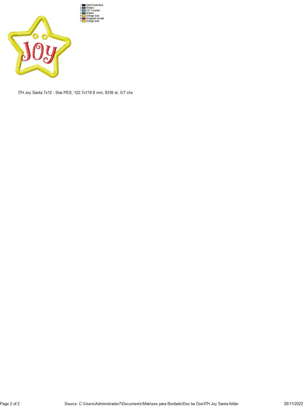 Santa Joy Ornament - ITH Project - Machine Embroidery Design