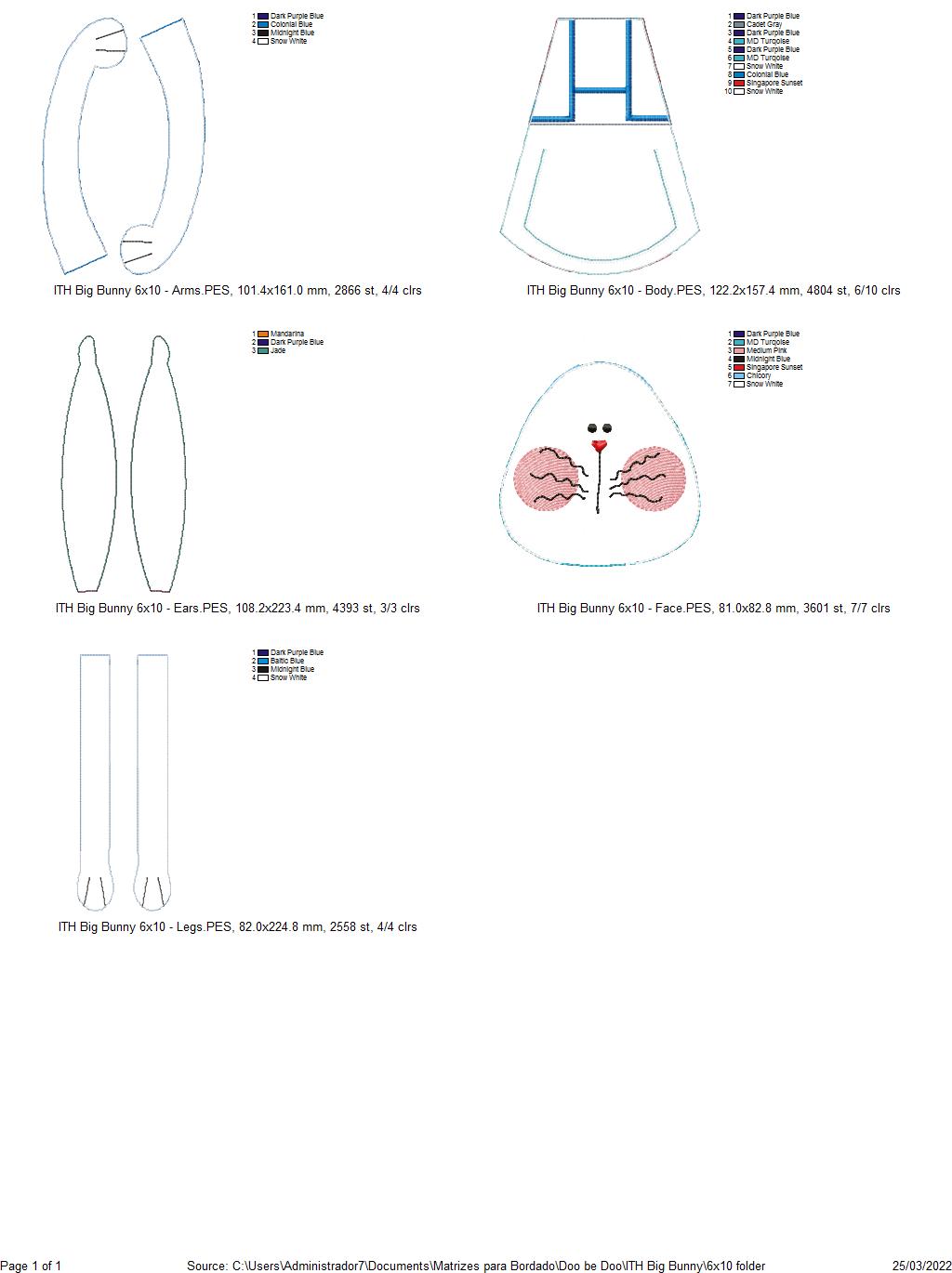 Big Bunny with pocket - ITH Project - Machine Embroidery Design