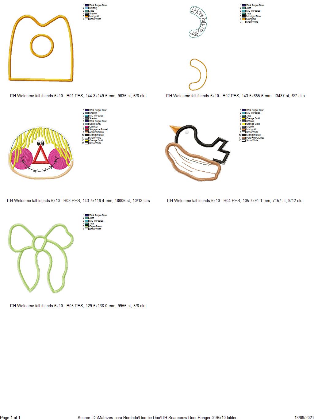 Welcome Fall Friends Door Hanger - ITH Project - Machine Embroidery Design