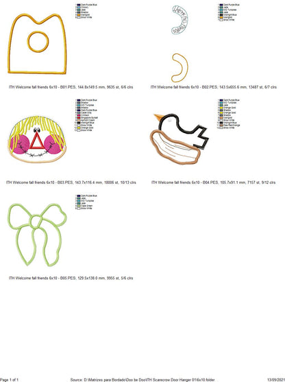 Welcome Fall Friends Door Hanger - ITH Project - Machine Embroidery Design