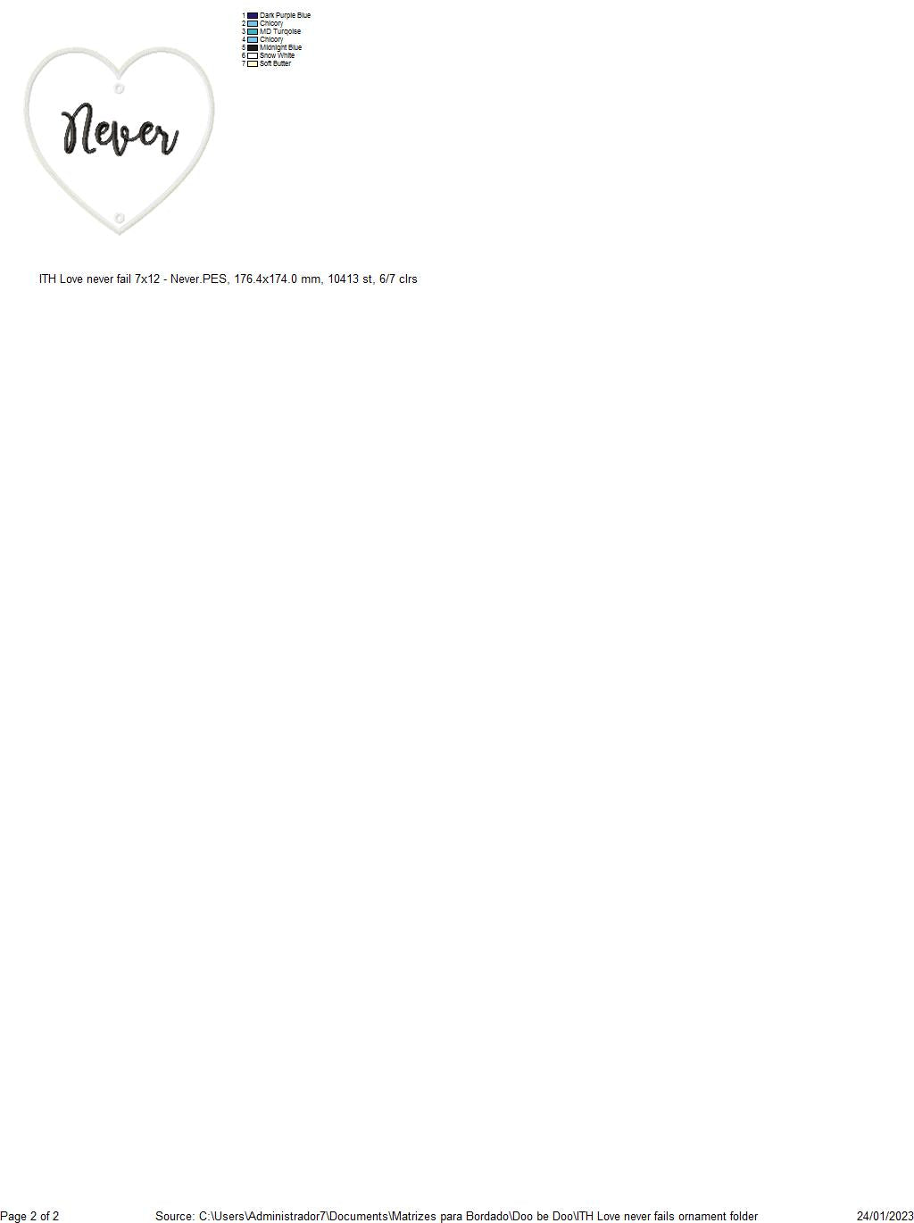 Love Never Fails Ornament - ITH Project - Machine Embroidery Design