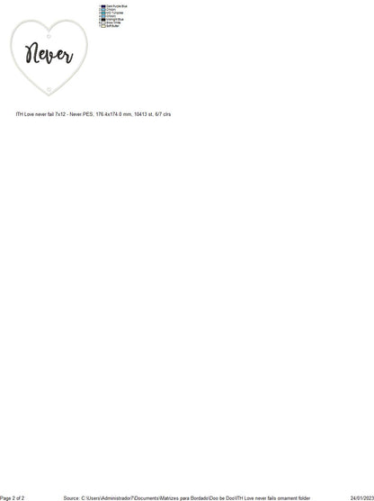 Love Never Fails Ornament - ITH Project - Machine Embroidery Design