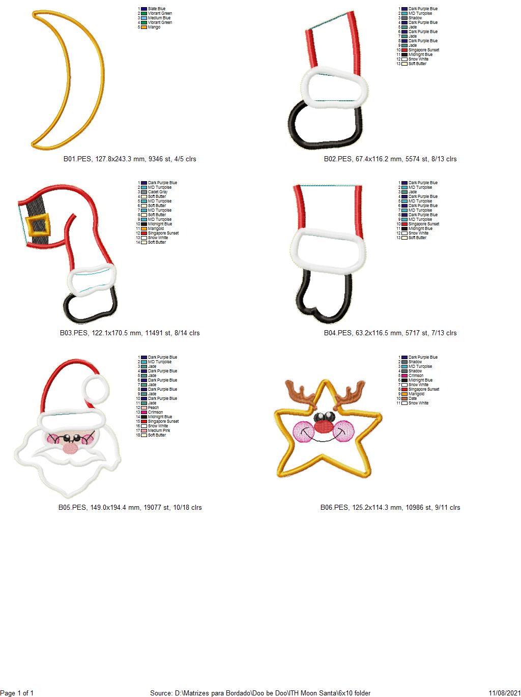 Santa Claus on the Moon Ornament - ITH Project - Machine Embroidery Design