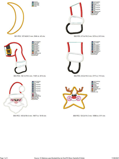 Santa Claus on the Moon Ornament - ITH Project - Machine Embroidery Design