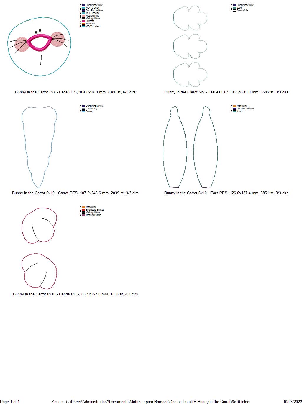 Bunny in the Carrot Ornament - ITH Project - Machine Embroidery Design