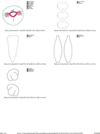 Bunny in the Carrot Ornament - ITH Project - Machine Embroidery Design