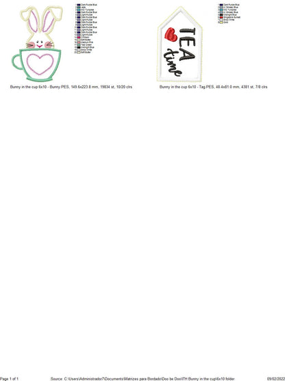 Bunny in the Cup Vase Ornament - ITH Project - Machine Embroidery Design