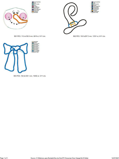 Country Snowman Ornament - ITH Project - Machine Embroidery Design