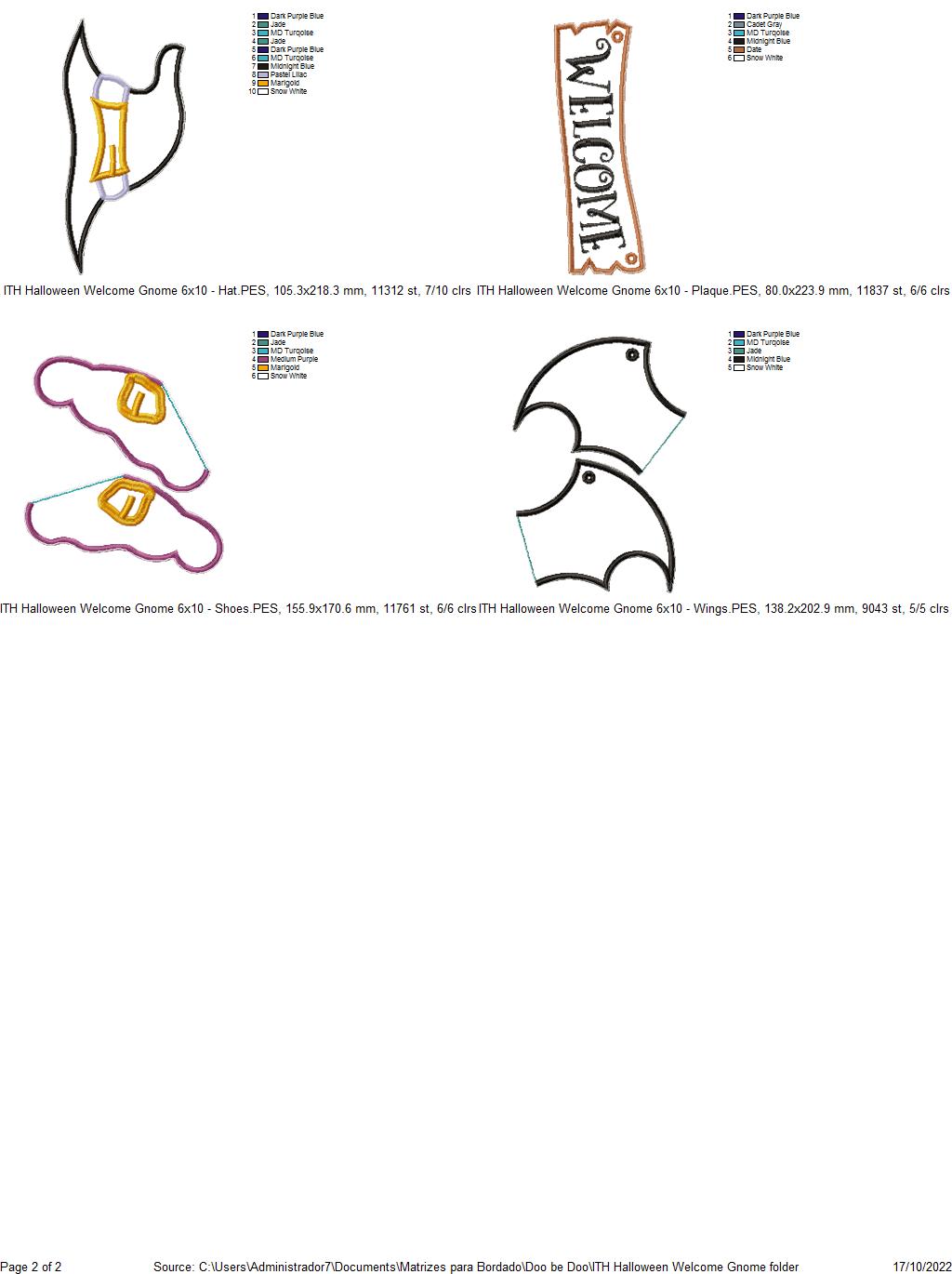 Halloween Welcome Gnome Ornament - ITH Project - Machine Embroidery Design