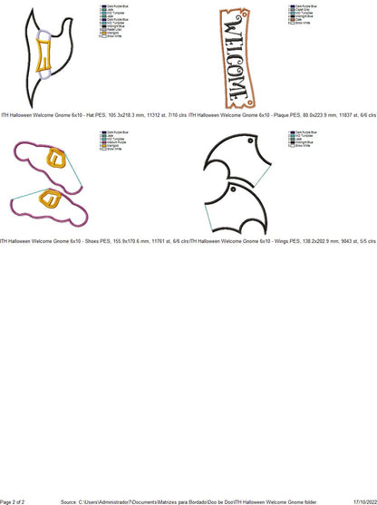 Halloween Welcome Gnome Ornament - ITH Project - Machine Embroidery Design