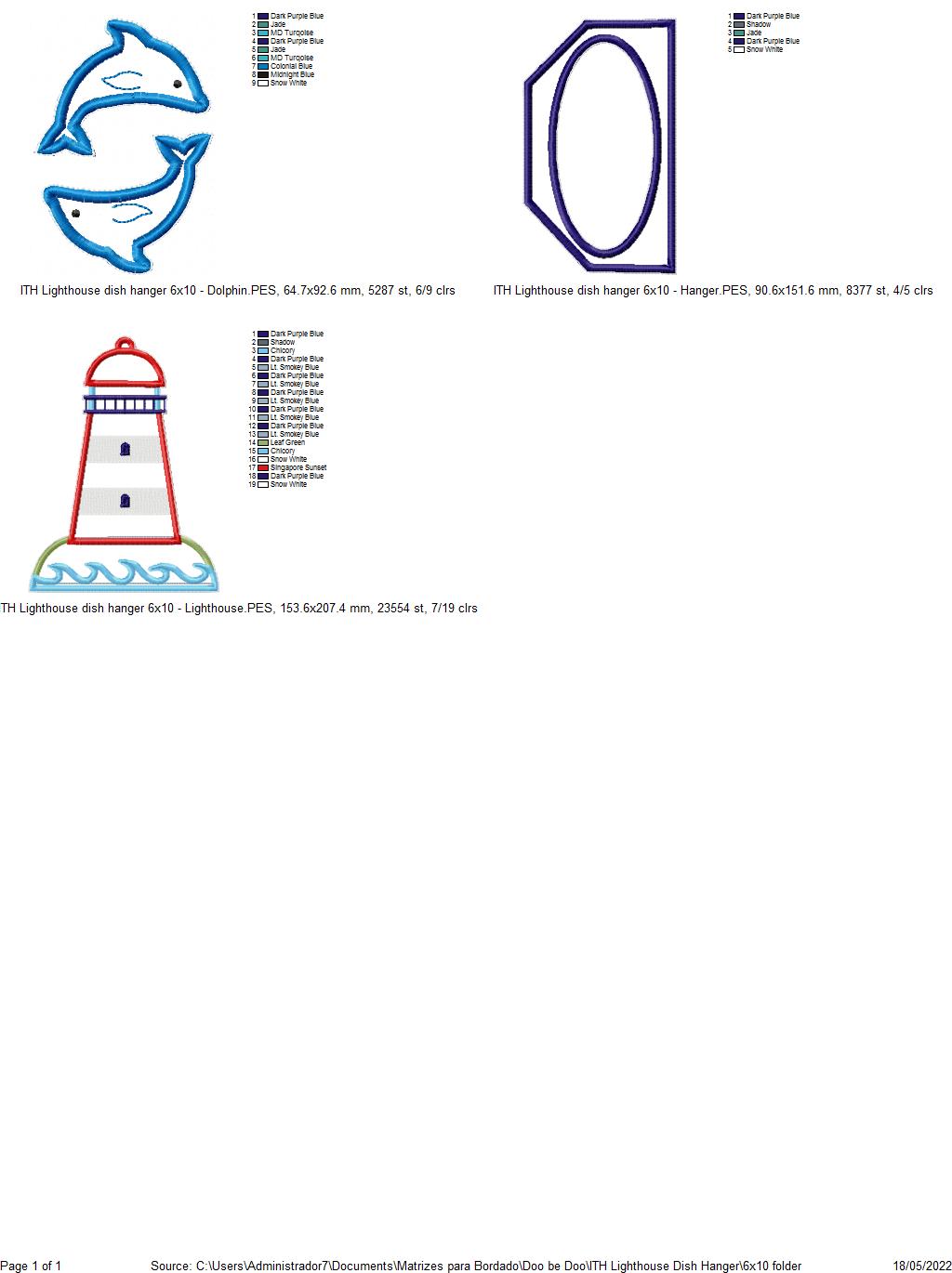 Nautical Dish Cloth Hanger - ITH Project - Machine Embroidery Design