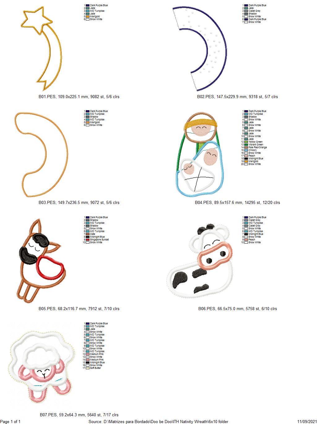 Nativity Wreath - ITH Project - Machine Embroidery Design
