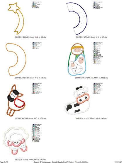 Nativity Wreath - ITH Project - Machine Embroidery Design