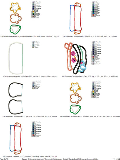 Snowman Ornament - ITH Project - Machine Embroidery Design