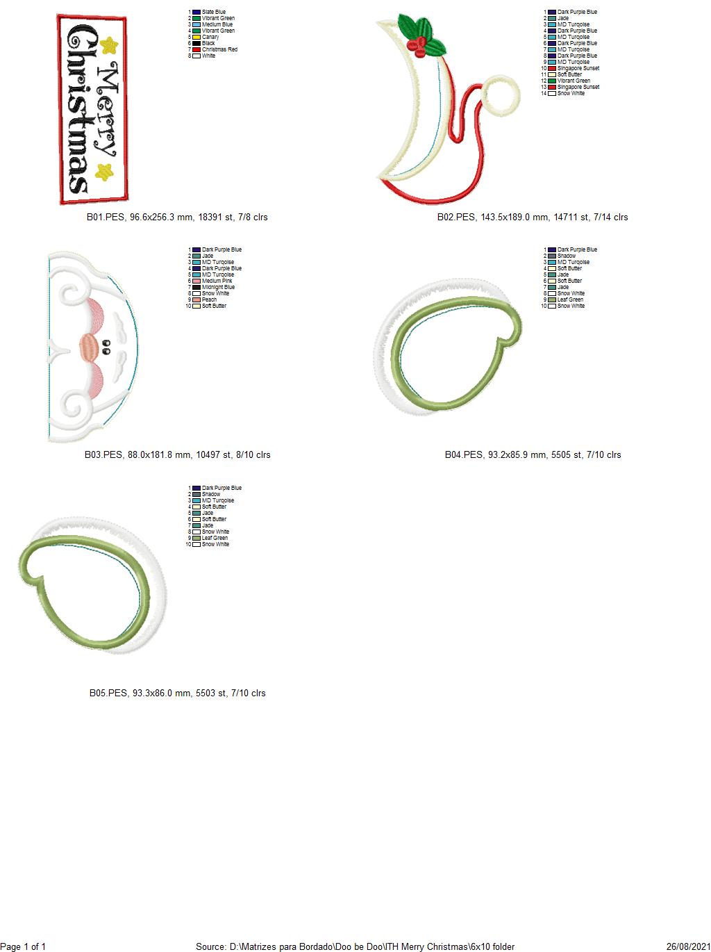 Merry Christmas Santa Claus Door Ornament - ITH Project - Machine Embroidery Design