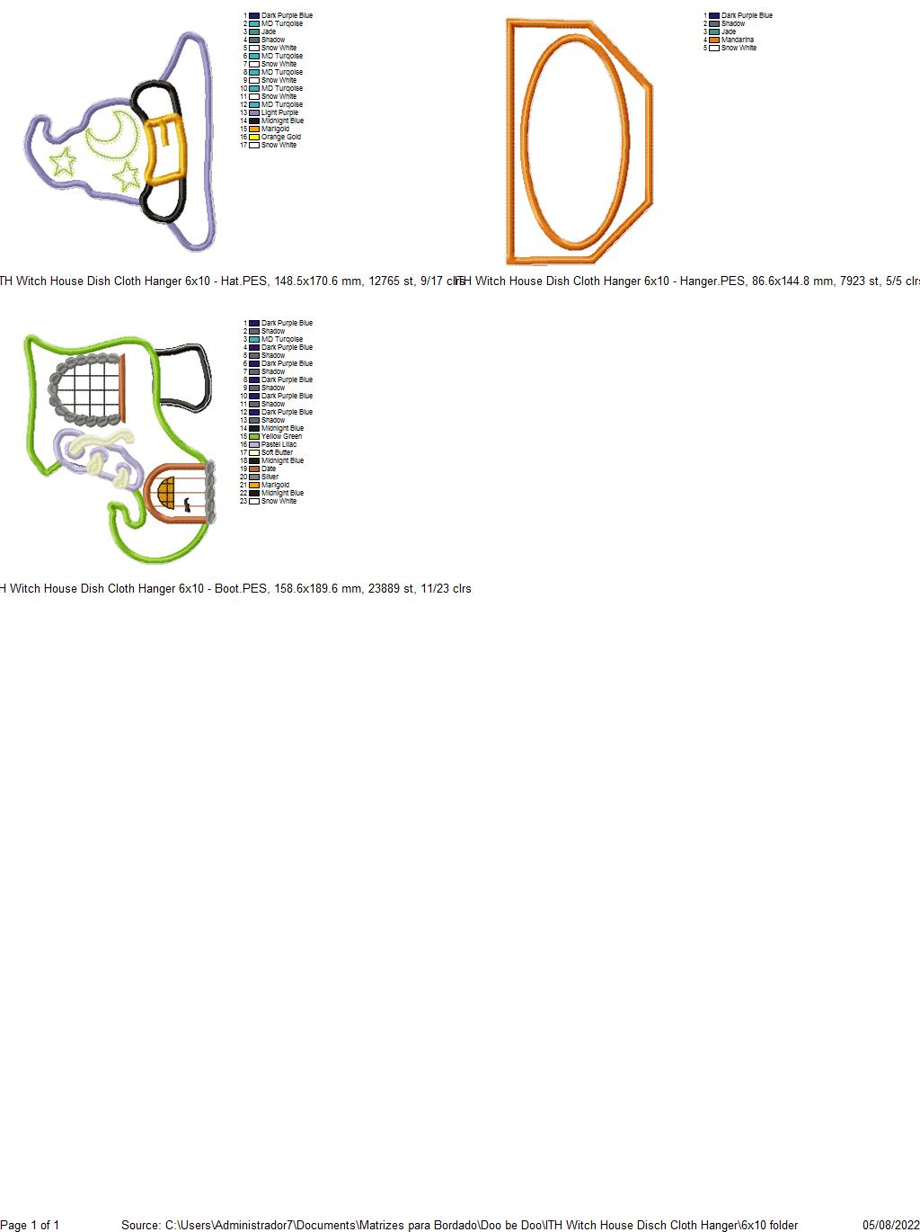 Witch House Kitchen Ornaments Set of 3 designs - ITH Project - Machine Embroidery Design