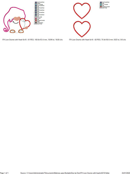 Valentine´s Gnome with Hearts - ITH Project - Machine Embroidery Design