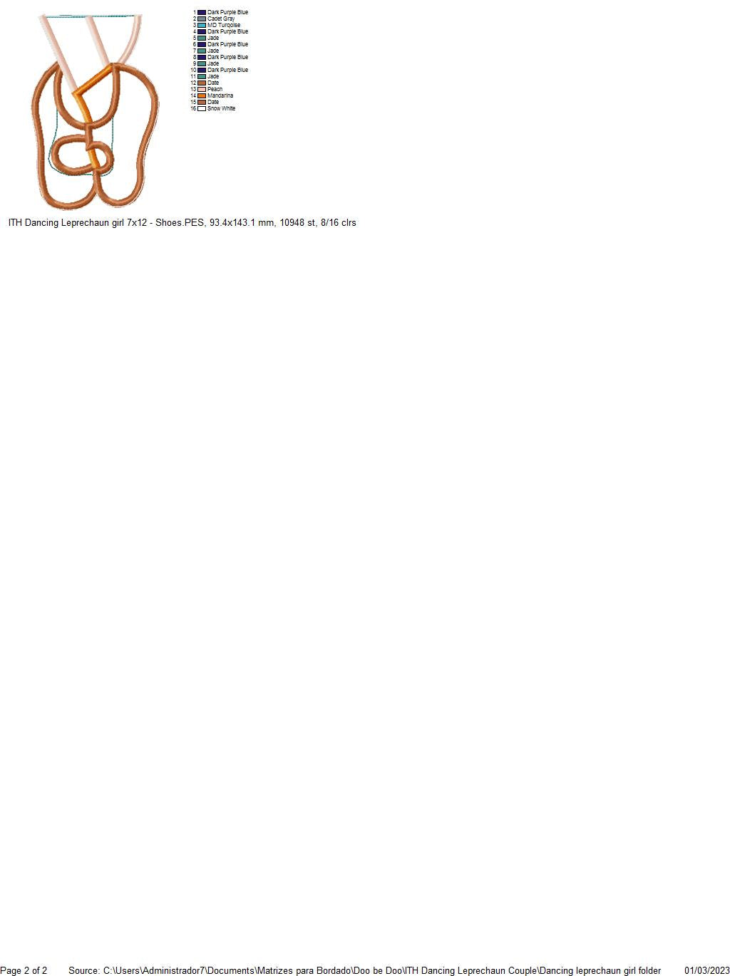 Dancing Leprechaun Girl Ornament - ITH Project - Machine Embroidery Design