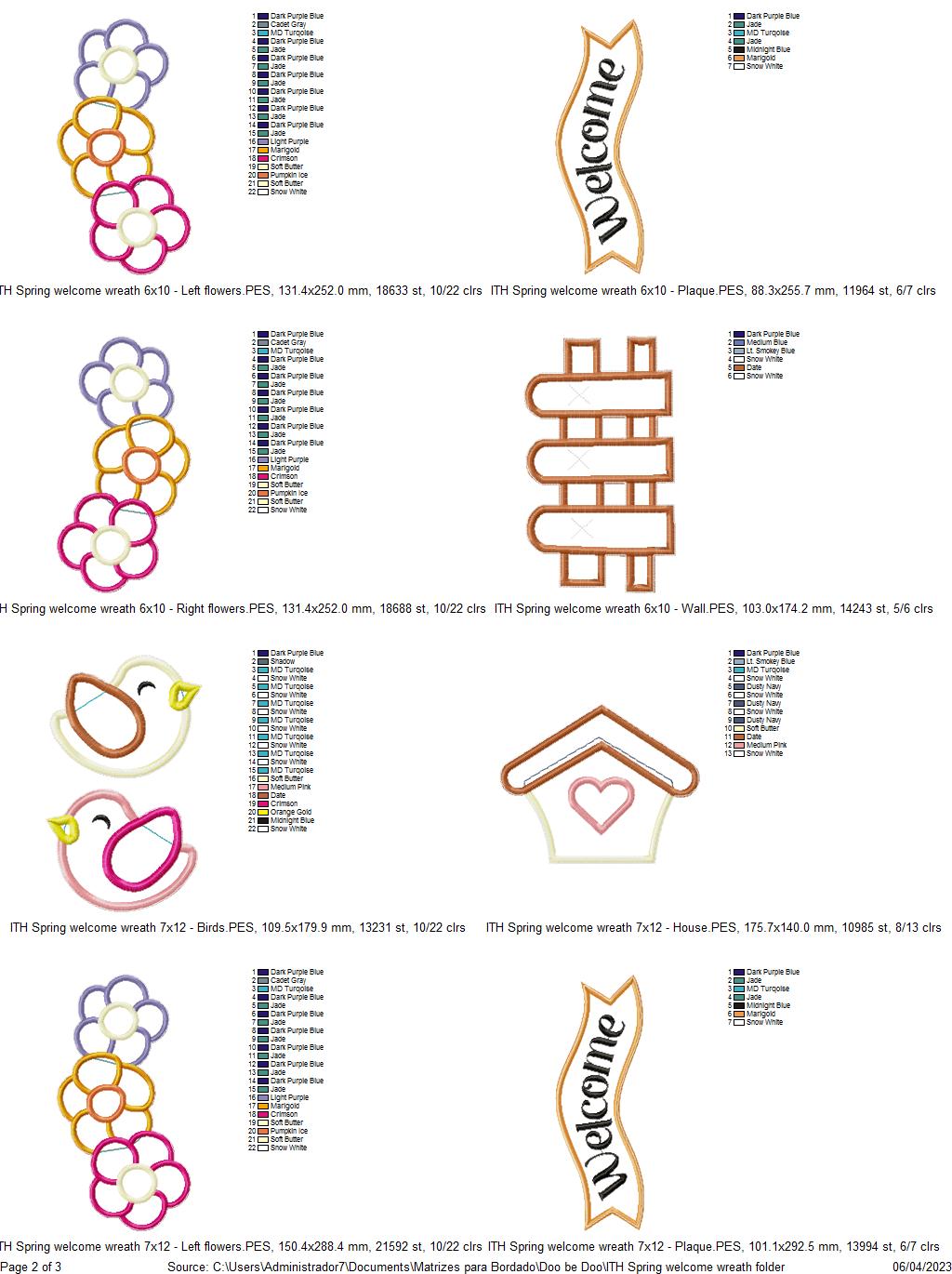 Spring Welcome Wreath - ITH Project - Machine Embroidery Design