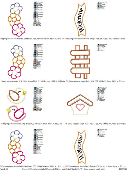 Spring Welcome Wreath - ITH Project - Machine Embroidery Design