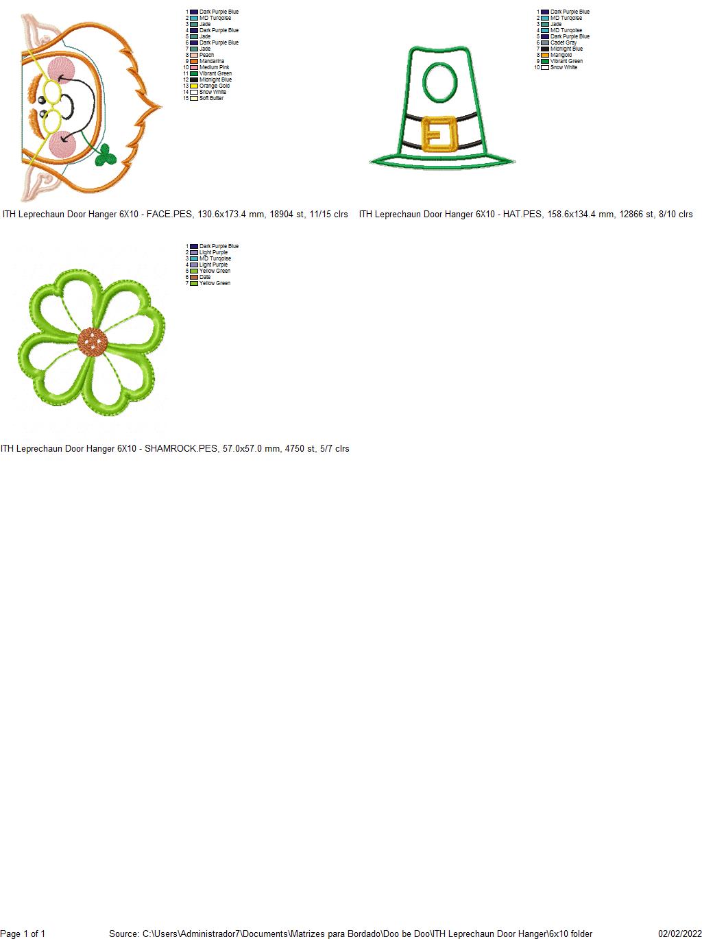 Leprechaun Door Hanger - ITH Project - Machine Embroidery Design