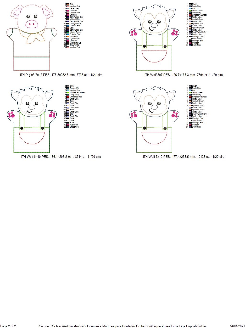 Tree Little Pigs Puppets Set - ITH Project - Machine Embroidery Design